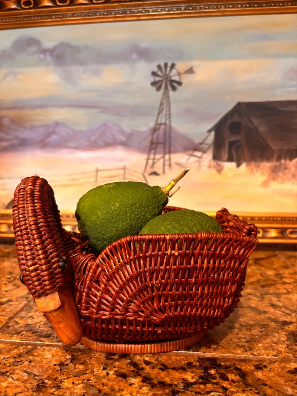 Vintage Wicker Rattan Duck Basket Handwoven Folk Art Cottage Farmhouse 7”
